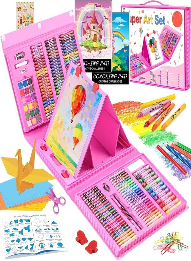 Nuvex Art Set 208 Pcs Drawing & Painting Kit for Kids, Complete Art Set with Crayons, Colored Pencils, Markers, Oil Pastels, Watercolors, Drawing Pad, Coloring Book & Trifold Easel, Gift for Kids - Image 1